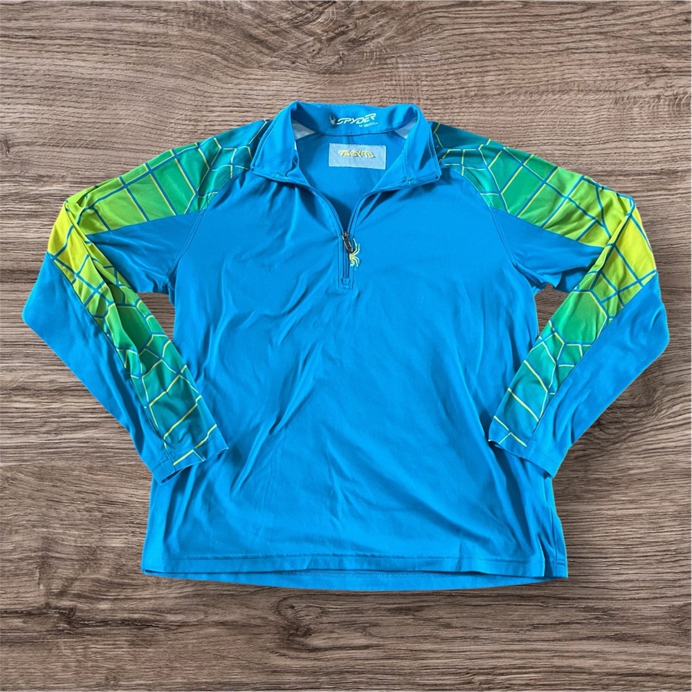 Vintage Spyder Spell Out Spider Web Half Zip Pullover Skiing Top Mens Size M
